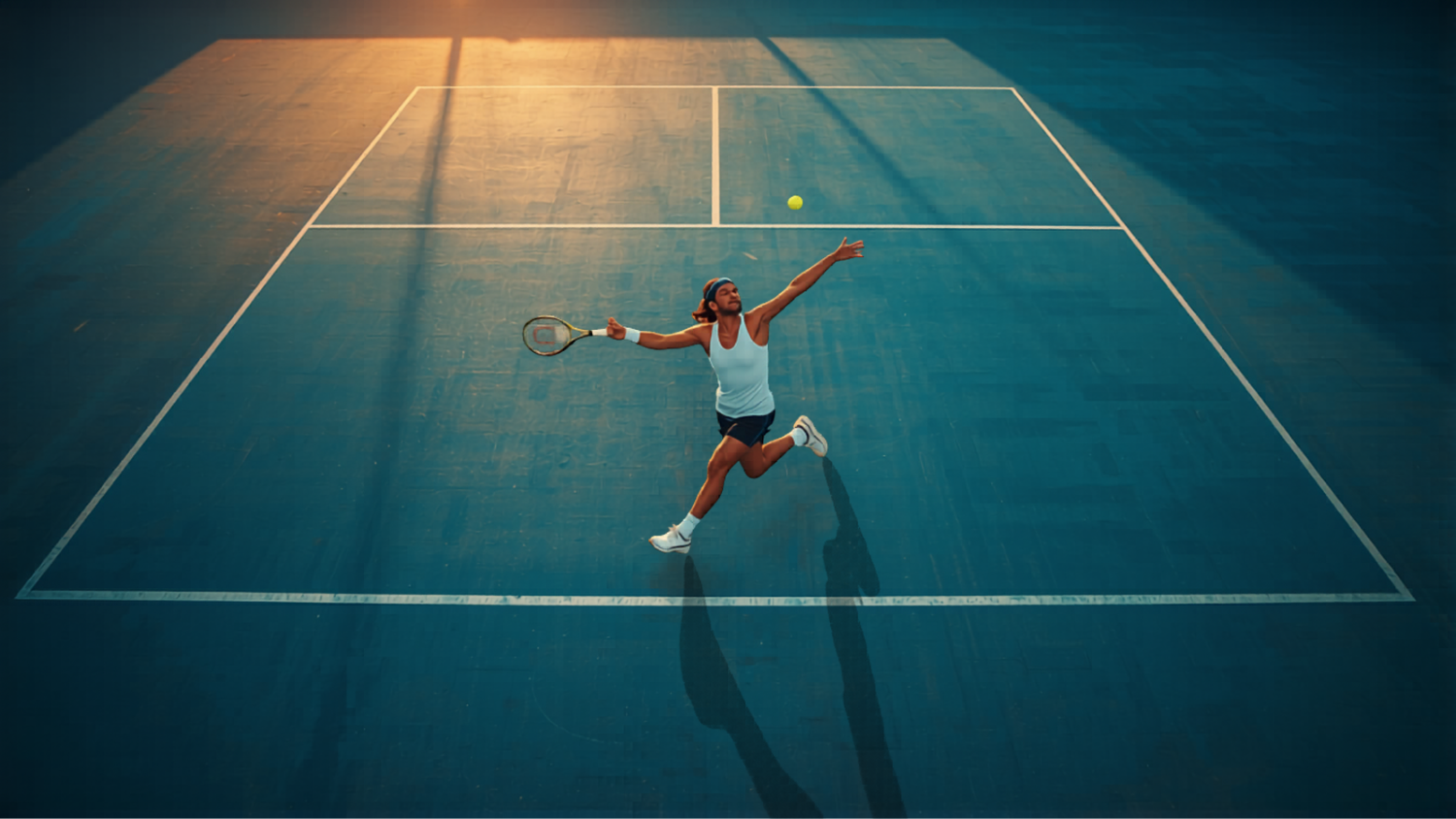 Tennisser die serveert op een buitenbaan